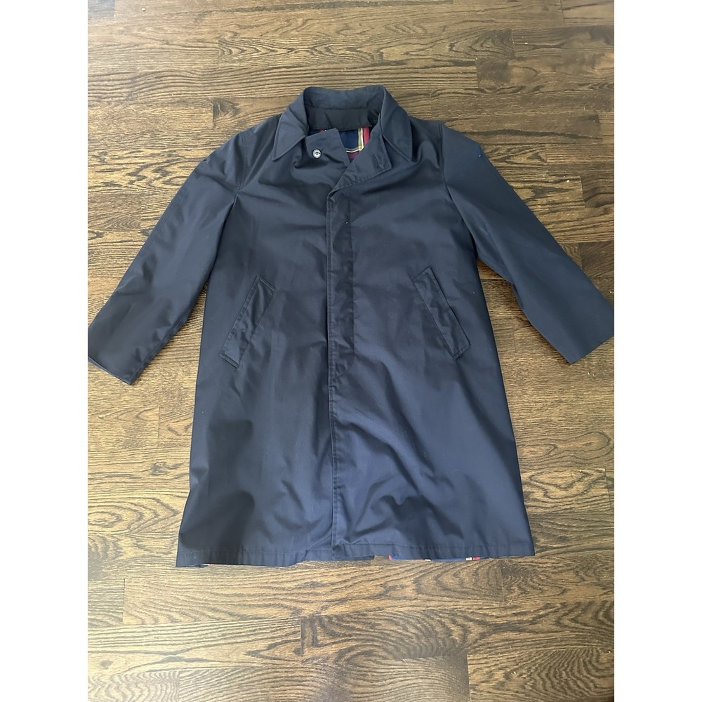 Vintage The Falcon Boston Mens M Blue 100% Trench Coat Jacket Work Wedding